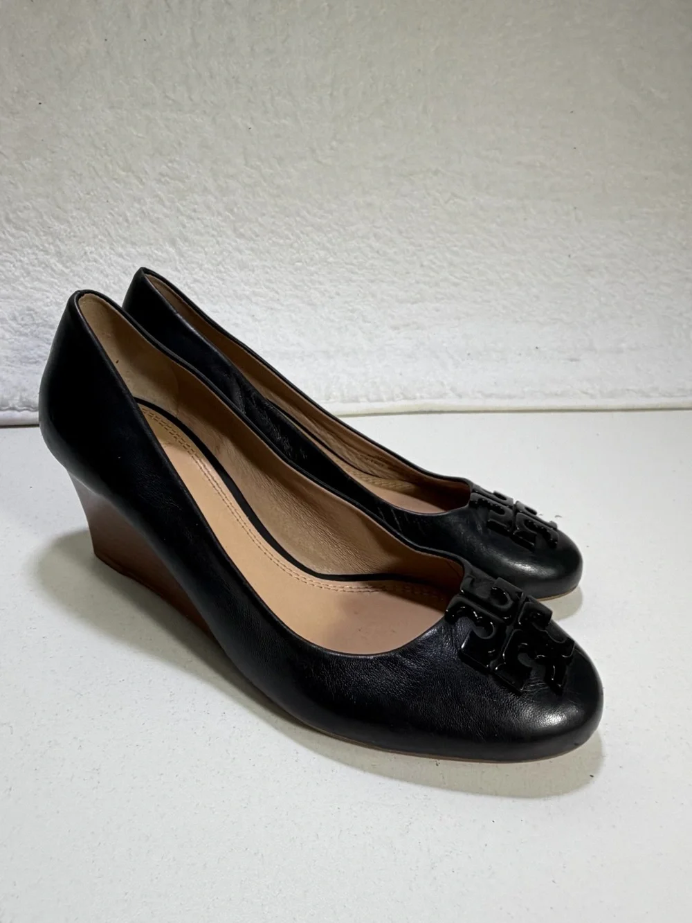Tory Burch Sally Leather Wedge Pumps Black Double T Women’s 7.5 Tory Burch Shoes